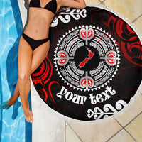 New Zealand Waitangi Day Personalised Beach Blanket Aotearoa Te Ra O Waitangi With Maori Tattoo LT9 - Polynesian Pride