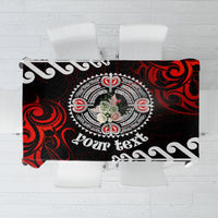 New Zealand Waitangi Day Personalised Tablecloth Aotearoa Te Ra O Waitangi With Maori Tattoo LT9 Red - Polynesian Pride