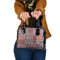 Aotearoa Kowhaiwhai Taniko Patchwork Motifs Shoulder Handbag LT9 One Size Red - Polynesian Pride