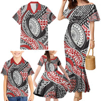 Aotearoa Maori Rugby Tribal Tattoo Family Matching Mermaid Dress and Hawaiian Shirt Kowhaiwhai Taniko Patchwork Motifs LT9 - Polynesian Pride