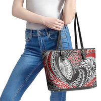 Aotearoa Maori Rugby Tribal Tattoo Leather Tote Bag Kowhaiwhai Taniko Patchwork Motifs LT9 - Polynesian Pride