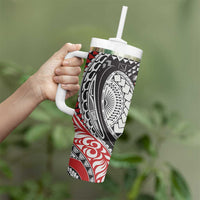 Aotearoa Maori Rugby Tribal Tattoo Tumbler With Handle Kowhaiwhai Taniko Patchwork Motifs LT9 - Polynesian Pride