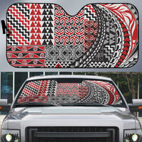 Aotearoa Maori Tribal Tattoo Auto Sun Shade Kowhaiwhai Taniko Patchwork Motifs - Polynesian Pride
