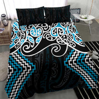 Blue Aotearoa Tukutuku Manawa Tapu Bedding Set Ta Moko Toi Maori