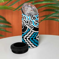Blue Aotearoa Tukutuku Manawa Tapu 4 in 1 Can Cooler Tumbler Ta Moko Toi Maori LT9 - Polynesian Pride