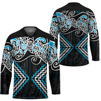 Blue Aotearoa Tukutuku Manawa Tapu Hockey Jersey Ta Moko Toi Maori LT9 - Polynesian Pride