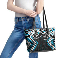 Blue Aotearoa Tukutuku Manawa Tapu Leather Tote Bag Ta Moko Toi Maori LT9 - Polynesian Pride