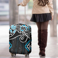 Blue Aotearoa Tukutuku Manawa Tapu Luggage Cover Ta Moko Toi Maori LT9 - Polynesian Pride