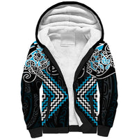 Blue Aotearoa Tukutuku Manawa Tapu Sherpa Hoodie Ta Moko Toi Maori LT9 Unisex Blue - Polynesian Pride