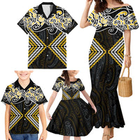 Gold Aotearoa Tukutuku Manawa Tapu Family Matching Mermaid Dress and Hawaiian Shirt Ta Moko Toi Maori LT9 - Polynesian Pride