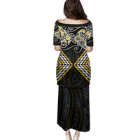 Gold Aotearoa Tukutuku Manawa Tapu Family Matching Puletasi and Hawaiian Shirt Ta Moko Toi Maori LT9 - Polynesian Pride