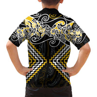 Gold Aotearoa Tukutuku Manawa Tapu Family Matching Tank Maxi Dress and Hawaiian Shirt Ta Moko Toi Maori LT9 - Polynesian Pride