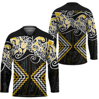 Gold Aotearoa Tukutuku Manawa Tapu Hockey Jersey Ta Moko Toi Maori LT9 - Polynesian Pride