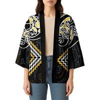 Gold Aotearoa Tukutuku Manawa Tapu Kimono Ta Moko Toi Maori - Polynesian Pride