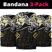 Gold Aotearoa Tukutuku Manawa Tapu Neck Gaiter Ta Moko Toi Maori - Polynesian Pride