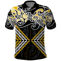 Gold Aotearoa Tukutuku Manawa Tapu Polo Shirt Ta Moko Toi Maori
