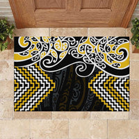 Gold Aotearoa Tukutuku Manawa Tapu Rubber Doormat Ta Moko Toi Maori LT9 Gold - Polynesian Pride