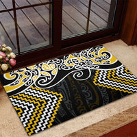 Gold Aotearoa Tukutuku Manawa Tapu Rubber Doormat Ta Moko Toi Maori LT9 - Polynesian Pride