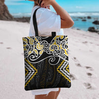 Gold Aotearoa Tukutuku Manawa Tapu Tote Bag Ta Moko Toi Maori - Polynesian Pride