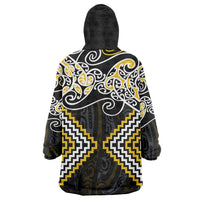 Gold Aotearoa Tukutuku Manawa Tapu Wearable Blanket Hoodie Ta Moko Toi Maori
