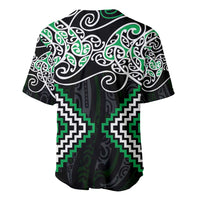 Green Aotearoa Tukutuku Manawa Tapu Baseball Jersey Ta Moko Toi Maori LT9 - Polynesian Pride