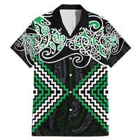 Green Aotearoa Tukutuku Manawa Tapu Family Matching Mermaid Dress and Hawaiian Shirt Ta Moko Toi Maori LT9 Dad's Shirt - Short Sleeve Green - Polynesian Pride