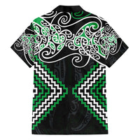 Green Aotearoa Tukutuku Manawa Tapu Family Matching Short Sleeve Bodycon Dress and Hawaiian Shirt Ta Moko Toi Maori LT9 - Polynesian Pride