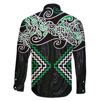 Green Aotearoa Tukutuku Manawa Tapu Family Matching Short Sleeve Bodycon Dress and Hawaiian Shirt Ta Moko Toi Maori LT9 - Polynesian Pride