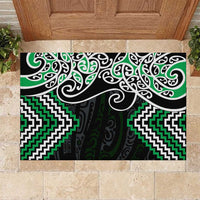 Green Aotearoa Tukutuku Manawa Tapu Rubber Doormat Ta Moko Toi Maori LT9 Green - Polynesian Pride