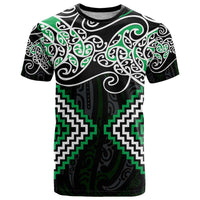 Green Aotearoa Tukutuku Manawa Tapu T Shirt Ta Moko Toi Maori LT9 Green - Polynesian Pride