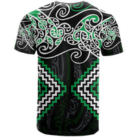 Green Aotearoa Tukutuku Manawa Tapu T Shirt Ta Moko Toi Maori LT9 - Polynesian Pride
