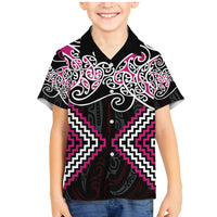 Pink Aotearoa Tukutuku Manawa Tapu Family Matching Mermaid Dress and Hawaiian Shirt Ta Moko Toi Maori LT9 Son's Shirt Pink - Polynesian Pride