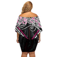 Pink Aotearoa Tukutuku Manawa Tapu Family Matching Off Shoulder Short Dress and Hawaiian Shirt Ta Moko Toi Maori LT9 - Polynesian Pride