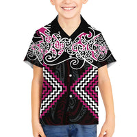 Pink Aotearoa Tukutuku Manawa Tapu Family Matching Summer Maxi Dress and Hawaiian Shirt Ta Moko Toi Maori LT9 Son's Shirt Pink - Polynesian Pride