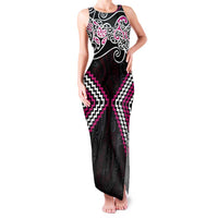 Pink Aotearoa Tukutuku Manawa Tapu Family Matching Tank Maxi Dress and Hawaiian Shirt Ta Moko Toi Maori LT9 Mom's Dress Pink - Polynesian Pride