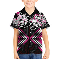 Pink Aotearoa Tukutuku Manawa Tapu Kid Hawaiian Shirt Ta Moko Toi Maori LT9 Kid Pink - Polynesian Pride