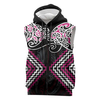 Pink Aotearoa Tukutuku Manawa Tapu Sleeveless Zip Hoodie Ta Moko Toi Maori LT9 Pink - Polynesian Pride