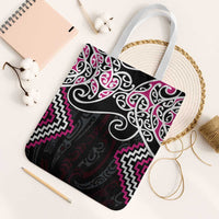 Pink Aotearoa Tukutuku Manawa Tapu Tote Bag Ta Moko Toi Maori - Polynesian Pride