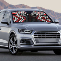 Red Aotearoa Tukutuku Manawa Tapu Auto Sun Shade Ta Moko Toi Maori - Polynesian Pride