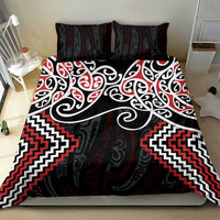 Red Aotearoa Tukutuku Manawa Tapu Bedding Set Ta Moko Toi Maori