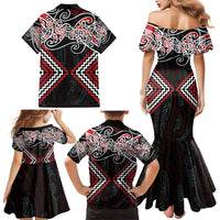 Red Aotearoa Tukutuku Manawa Tapu Family Matching Mermaid Dress and Hawaiian Shirt Ta Moko Toi Maori LT9 - Polynesian Pride