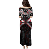 Red Aotearoa Tukutuku Manawa Tapu Family Matching Puletasi and Hawaiian Shirt Ta Moko Toi Maori LT9 - Polynesian Pride