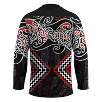 Red Aotearoa Tukutuku Manawa Tapu Hockey Jersey Ta Moko Toi Maori - Polynesian Pride