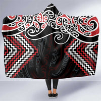 Red Aotearoa Tukutuku Manawa Tapu Hooded Blanket Ta Moko Toi Maori