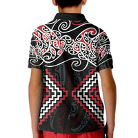Red Aotearoa Tukutuku Manawa Tapu Kid Polo Shirt Ta Moko Toi Maori LT9 - Polynesian Pride