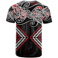 Red Aotearoa Tukutuku Manawa Tapu T Shirt Ta Moko Toi Maori LT9 - Polynesian Pride