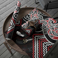Red Aotearoa Tukutuku Manawa Tapu Wrapping Paper Ta Moko Toi Maori - Polynesian Pride