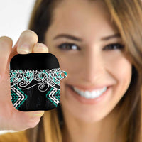 Turquoise Aotearoa Tukutuku Manawa Tapu AirPods Case Ta Moko Toi Maori LT9 Turquoise - Polynesian Pride