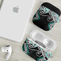Turquoise Aotearoa Tukutuku Manawa Tapu AirPods Case Ta Moko Toi Maori - Polynesian Pride