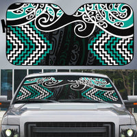 Turquoise Aotearoa Tukutuku Manawa Tapu Auto Sun Shade Ta Moko Toi Maori - Polynesian Pride